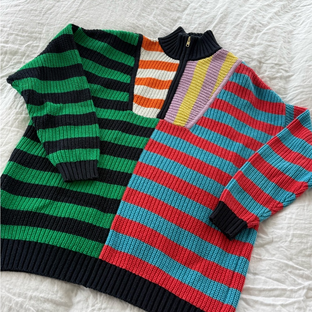 STAUD Hampton Striped Sweater Multi Size S